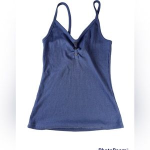 Rue21 Blue V Neck 3 Buttons Ribbed Camisole, M